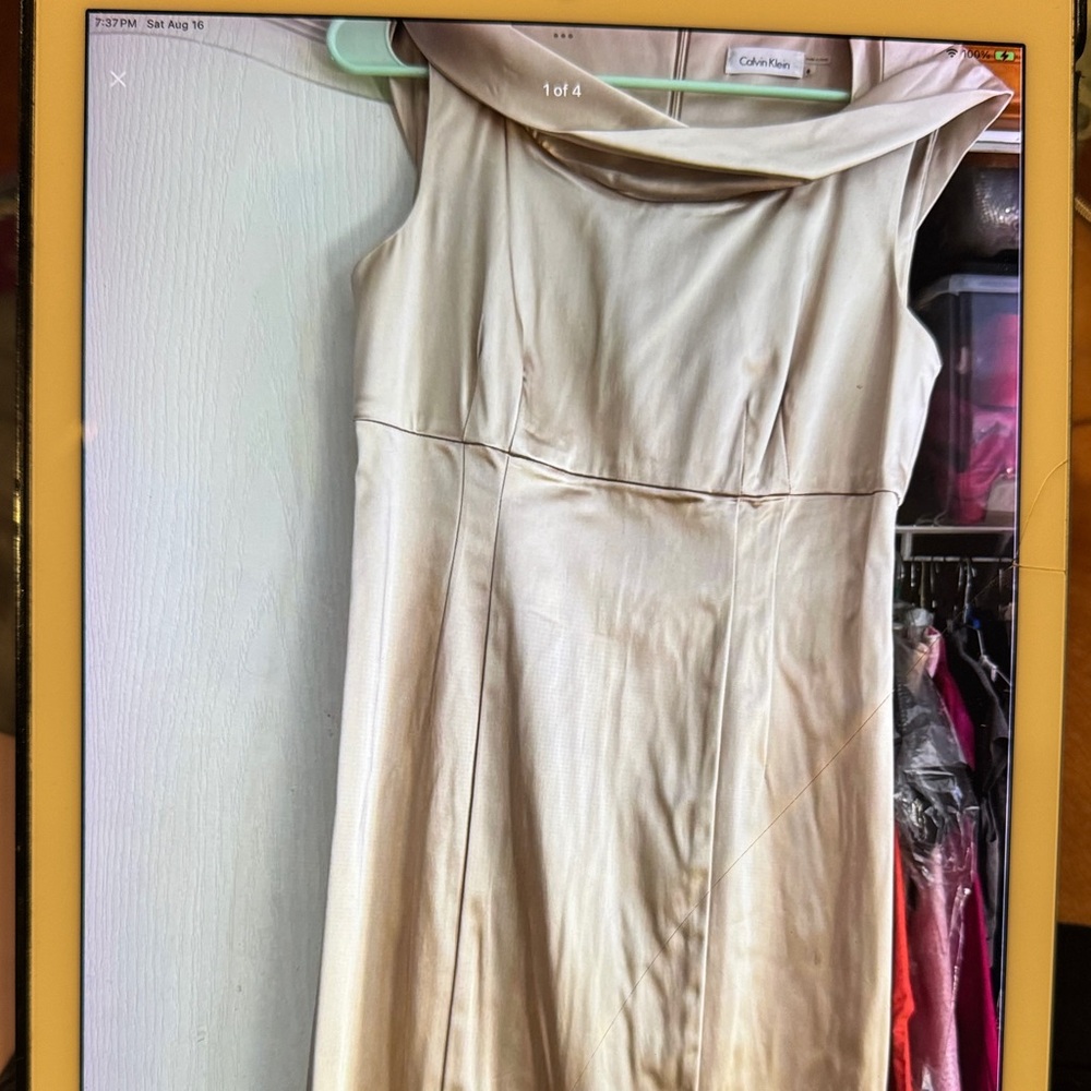 Calvin Klein Sleeveless Beige Dress